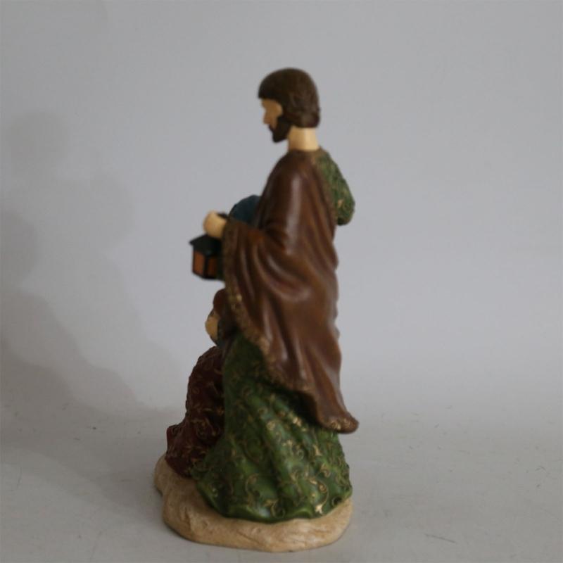 Vintage Holy Family Christmas Figurine Resins Nativity Scene Sculpture Holiday Tabletop Religious Decors Ornament Gift