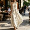 Women Summer Halter Neck Maxi Dress Casual Sleeveless A-line Long Dress Casual Beach Vacation Flowy Sundress