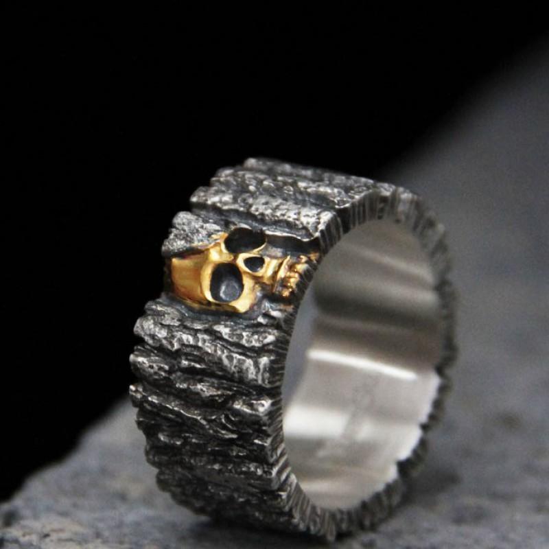 Adjustable Skull Ring Men Women Vintage Punk Gothic Style Plated Open Band Statement Jewelry