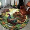 Forest Turkey Theme Flannel-printed round floor mats are slip-resistant Suitable for living room bedroom terrace garden carpets