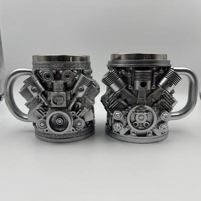 Otomotiv Tutkunları İçin Motor Mekanik Detaylı Paslanmaz Çelik Reçine Yalıtımlı Kahve Kupası Bira Bardağı