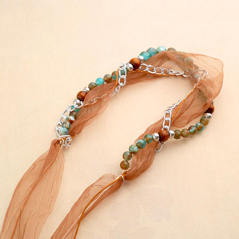 1 Pc Waist Chain Bohemia Hat Rope Retro Style Silk Rbbon Ethnic Style Headwear Compilation And Distribution Beaded Headband