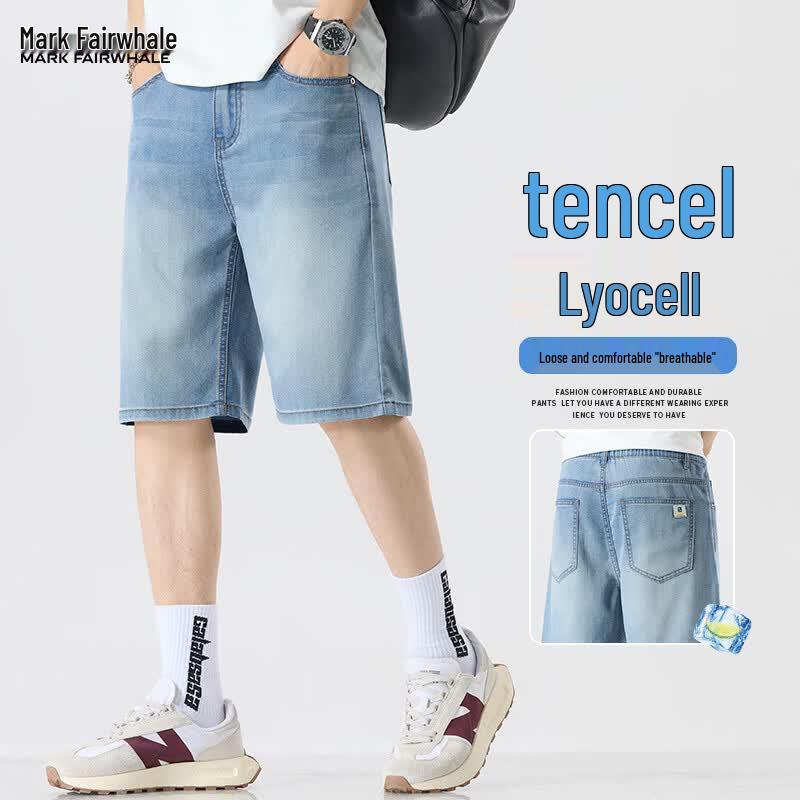 MARK FAIRWHALE Men's Loose Fit Denim Casual Shorts