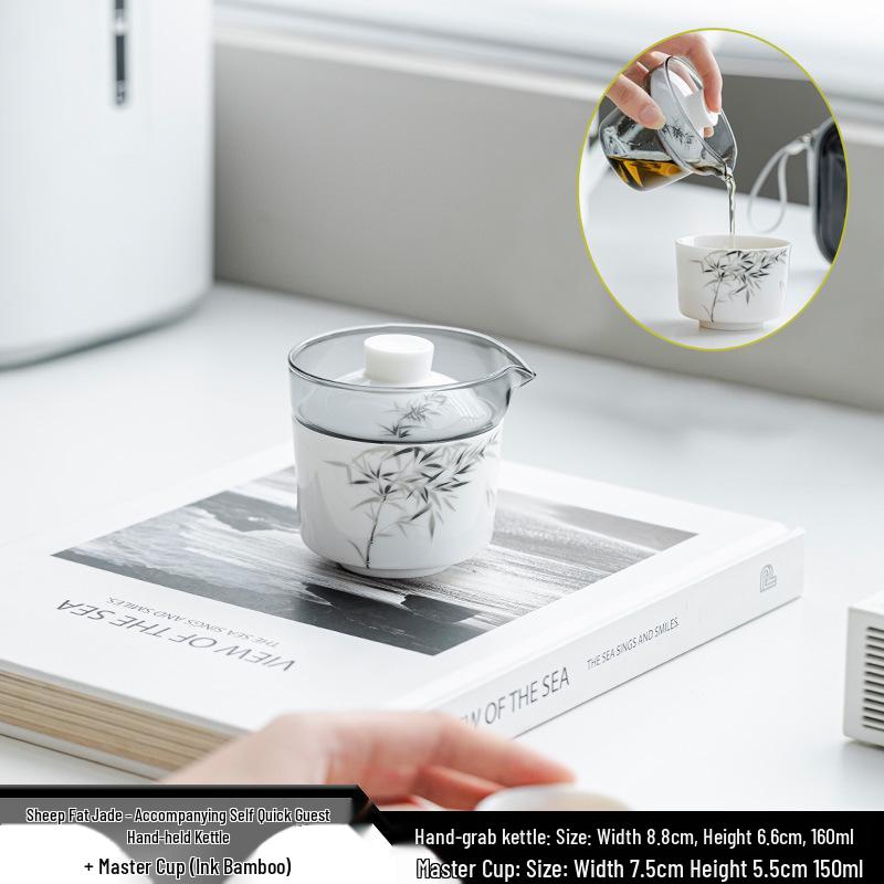 Xi Shi Jade Porcelain Teapot - Ink Wash Style Ceramic Pot for Women's Boutique Kung Fu Tea Set.