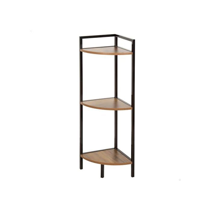 Étagère d'angle en bois - AKTIVE - 3 niveaux - Acier noir - 24x24x80 cm - Capacité 6 kg - Montage sans outil