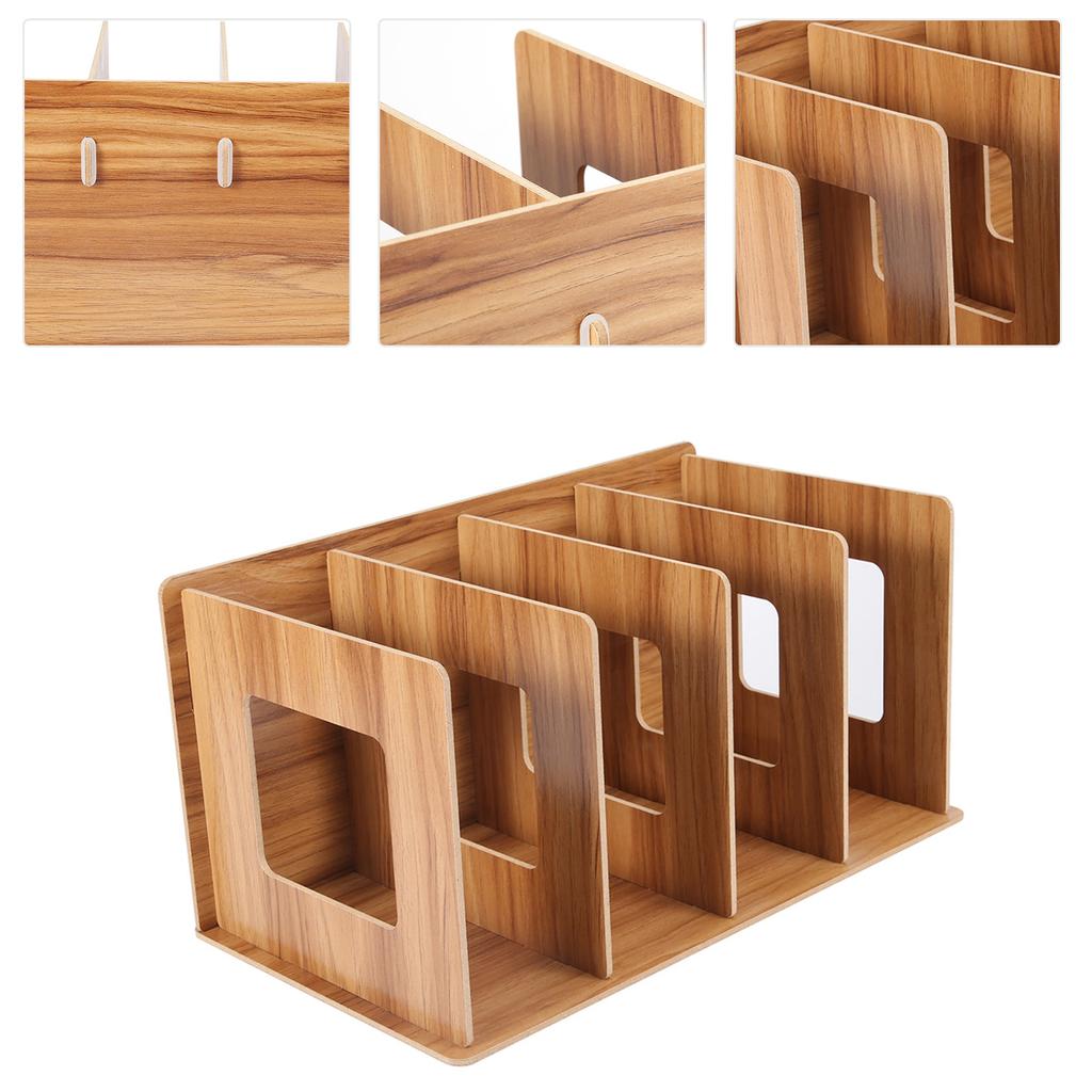 Wooden DIY Desktop Bookshelf Rack Books DVD Storage Magazine Holder for Students Kids Adult #02