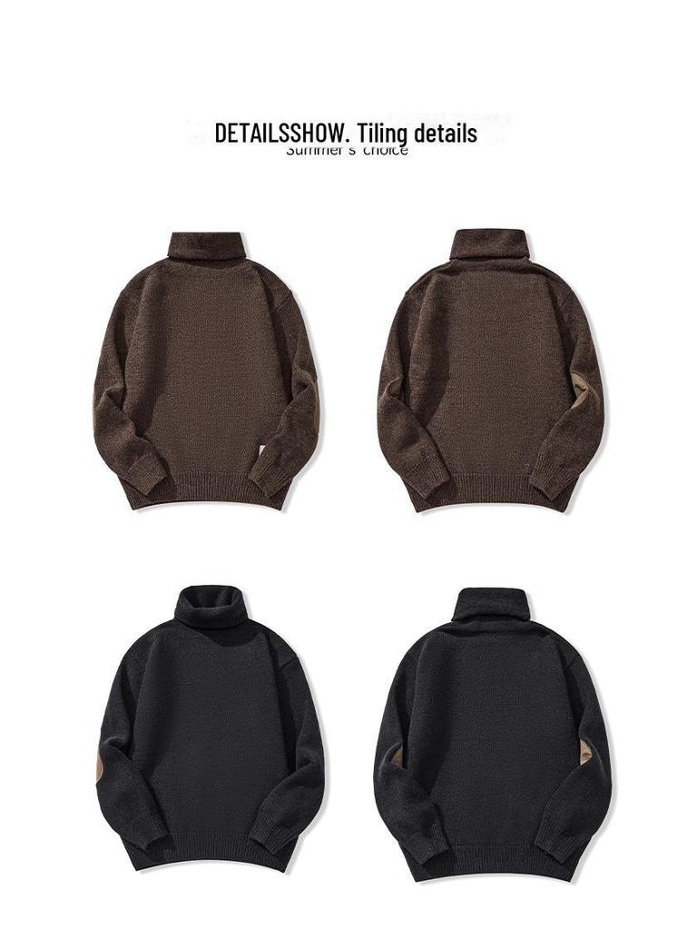 Męski Sweter Retro z Grubym Golfem - Jesienno-Zimowa Odzież Dzianinowa Casual