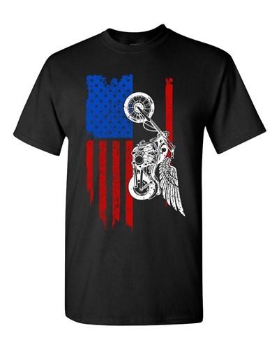 American Flag USA Motorcycle Motor Eagle Patriotic DT Adult T-Shirt Tee Unisex T-Shirt