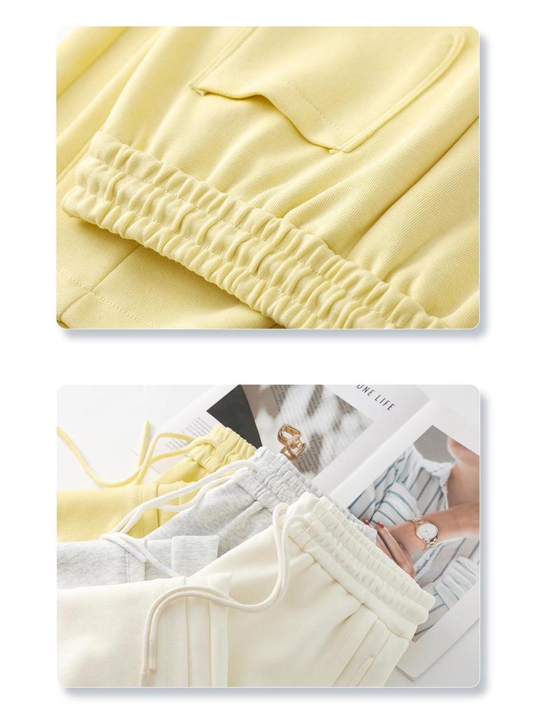 Women's Yellow High-Waist Loose Sweatpants - Spring 2025 Collection, Wide-Leg Straight Scimitar Design