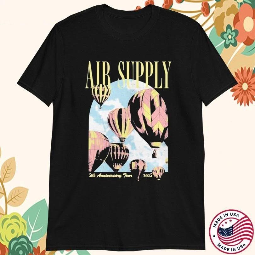 Men's and Women's T-shirts New Air Supply 50th Anniversary Tour Heavy Cotton Black All Size