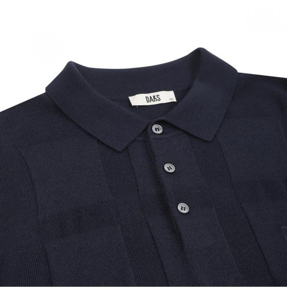 DakS Men S Wool Blend Mixed Structure Big Check Collar Knit dmp1Swtl201n1 