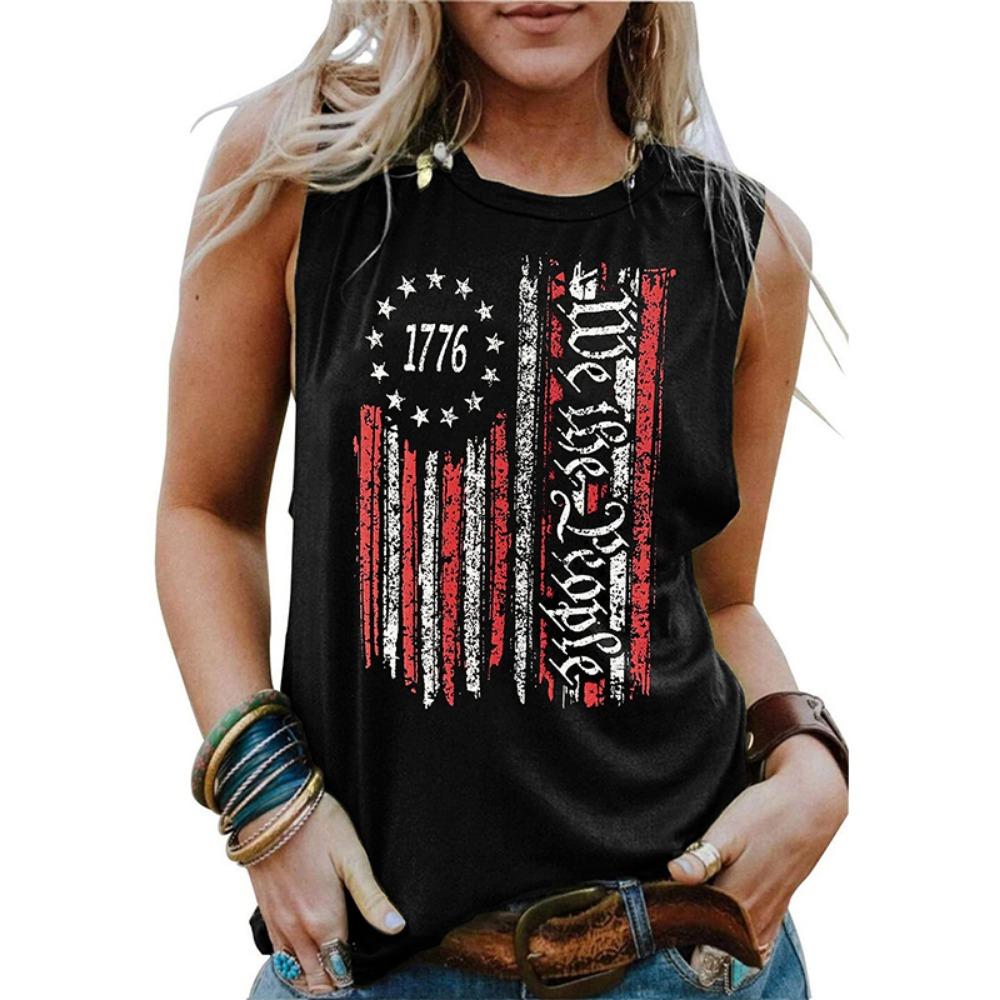 Summer USA American Flag 3D Print Tank Tops Sexy Woman Streetwear Y2k Tops Oversized Vest Off Shoulder Sleeveless Woman Camisole
