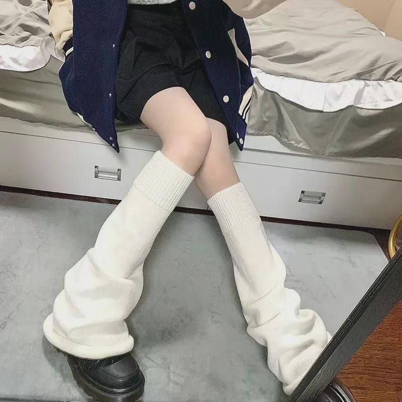 Y2K Japanese Student Style Wide-Leg Flared Long Tube Knitted Socks for Women