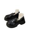 Spring and summer new thick-soled black versatile single shoes sweet sister college style small leather shoes