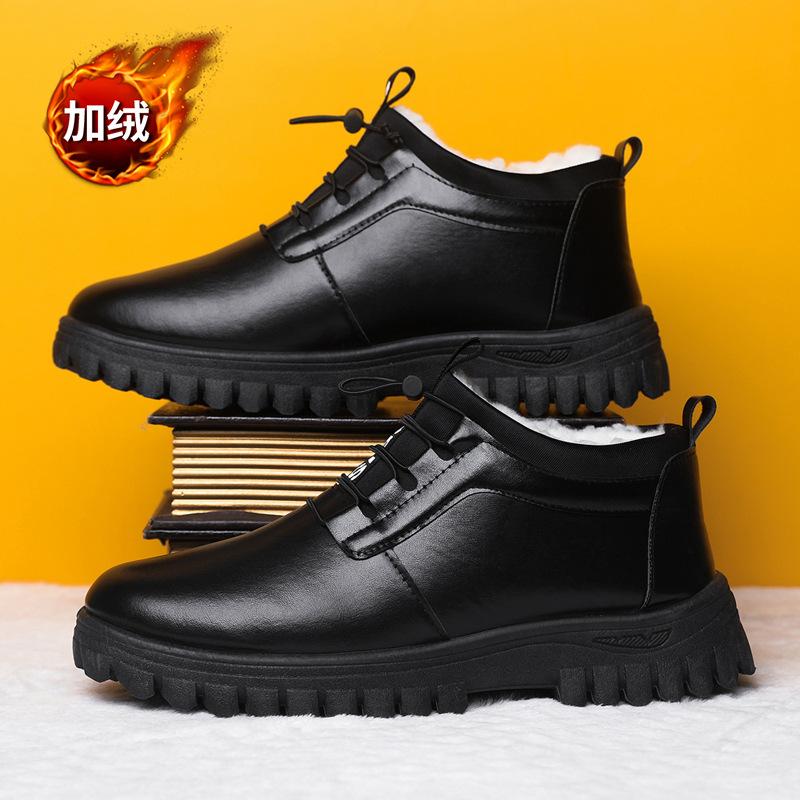 22 winter new velvet thickened cotton shoes to keep warm and comfortable business casual leather shoes