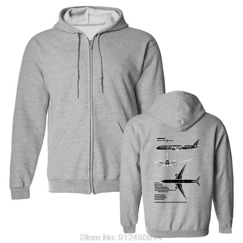 

Boeing 787-9 Dreamliner Пасажирський Літак Худі на Блискавці Чоловіче Оверсайз Худі Бавовняна Куртка Худі на Блискавці Толстовка 2XL