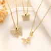 High-End Shining Zircon Butterfly Pendant Necklace for Women And Girls Stainless Steel Collarbone Chain Jewelry Gift