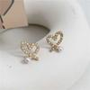 S925 Silver Needle Korean Temperament Irregular Hollow Love Pearl Earrings Small Versatile Love Stud Earrings Women