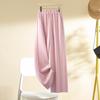 Apricot Draped Narrow-Wide Leg Women's Pants, Spring/Autumn 2025, Popular Light Luxury Casual Elastic Waist Straight-Leg Design.