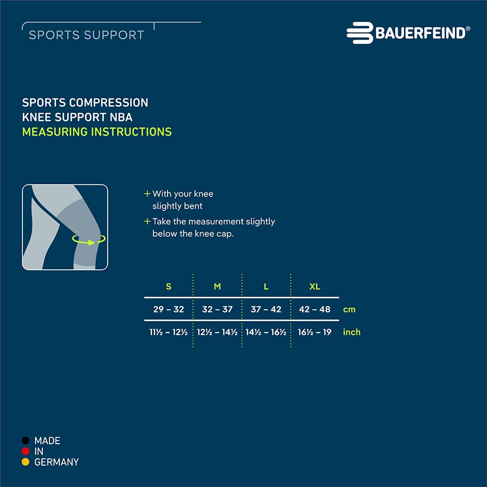 BAUERFEIND SPORTS COMRESSION KNEE SUPPORT NBA Compression Knee Support Knee Made in General Medical Compression Muscle Activation and Knee