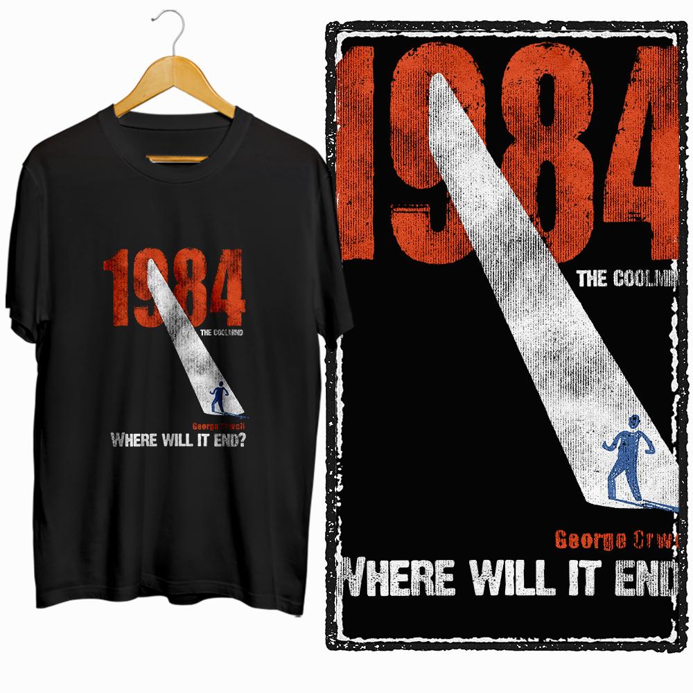 Coolmind U0014-T2 1984 Graphic Print Men T Shirt O-Neck Loose Tshirt Men 100% Cotton Tee Shirts