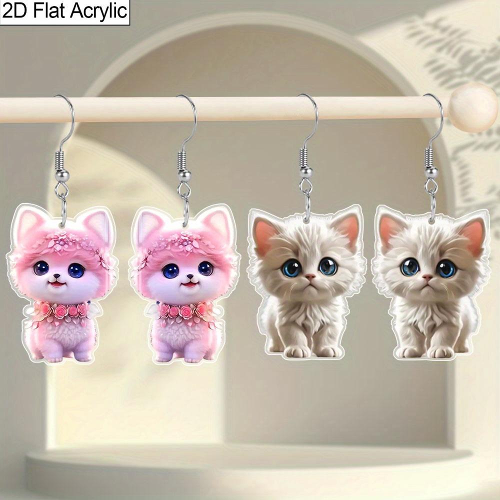 

Рождественские подарки - Акриловые женские серьги-подвески из серии «Животные», милый дизайн в форме кошки для повседневной носки и праздничных вечеринок acrylic