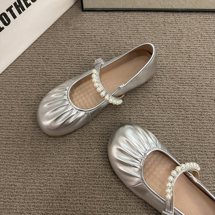 Grandma shoes women's summer flat bottom 2025 new shallow mouth long station soft sole work shoes evening shoes Doudou shoes retro single shoes