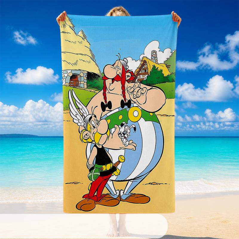 Asciugamano da Spiaggia Asciugatura Rapida Motivo Asterix e Obelix, Asciugamano Leggero Assorbente per Piscina Spiaggia Vacanze