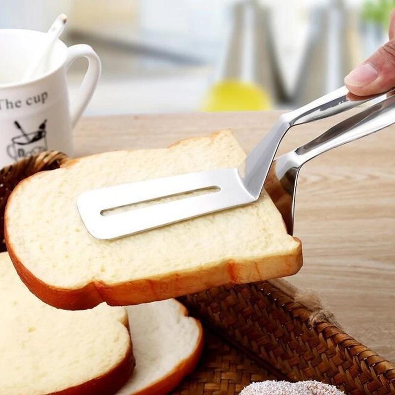 Stainless Steel Steak Clamps Kitchen Barbecue Food Flipping Spatula Tongs Clip Burgers BBQ Pizza Pies Fish Kitchen Bread Tongs