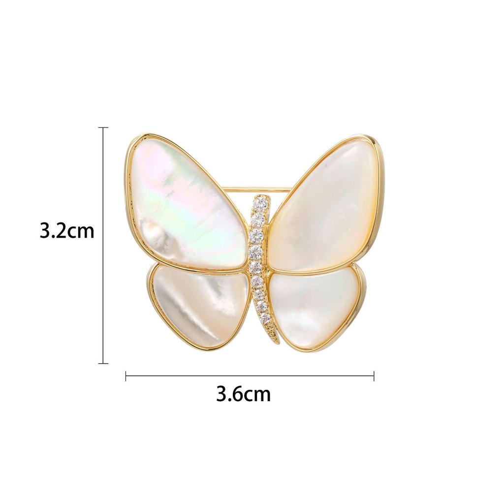 Snowflake & Butterfly Zircon Brooch with Freshwater Pearl for Women's Korean Style Suit Coat