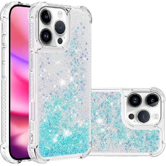 Case for iPhone 16 Pro Case Glitter Cute Clear,Sparkle Floating Quicksand Shockproof Protective Bumper Soft TPU Phone Case for iPhone 16 Pro 6.3 Inch