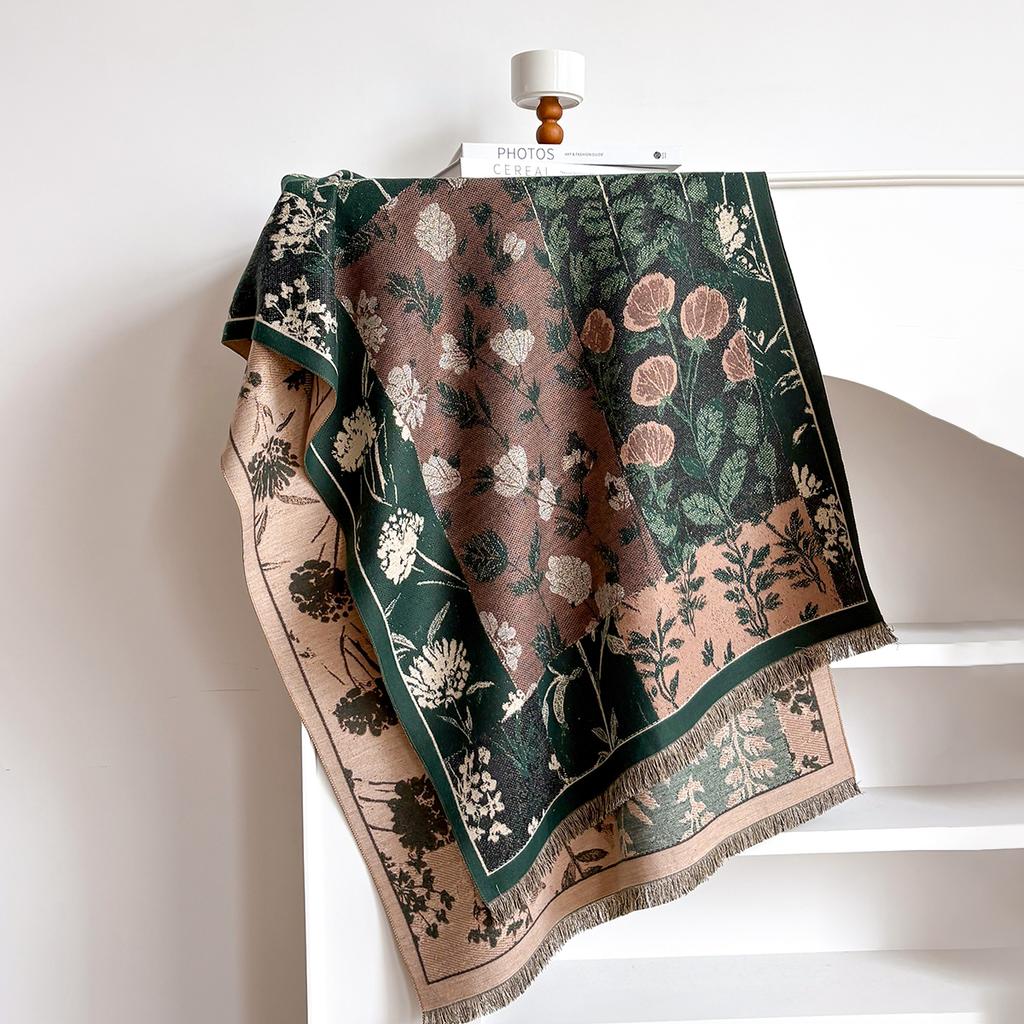 Luxury Winter Flower Imitaion Cashmere Scarves High Quality Women Thicken Wrap Shawl Ladies Warm Pashmina Peacock Besign Scarf