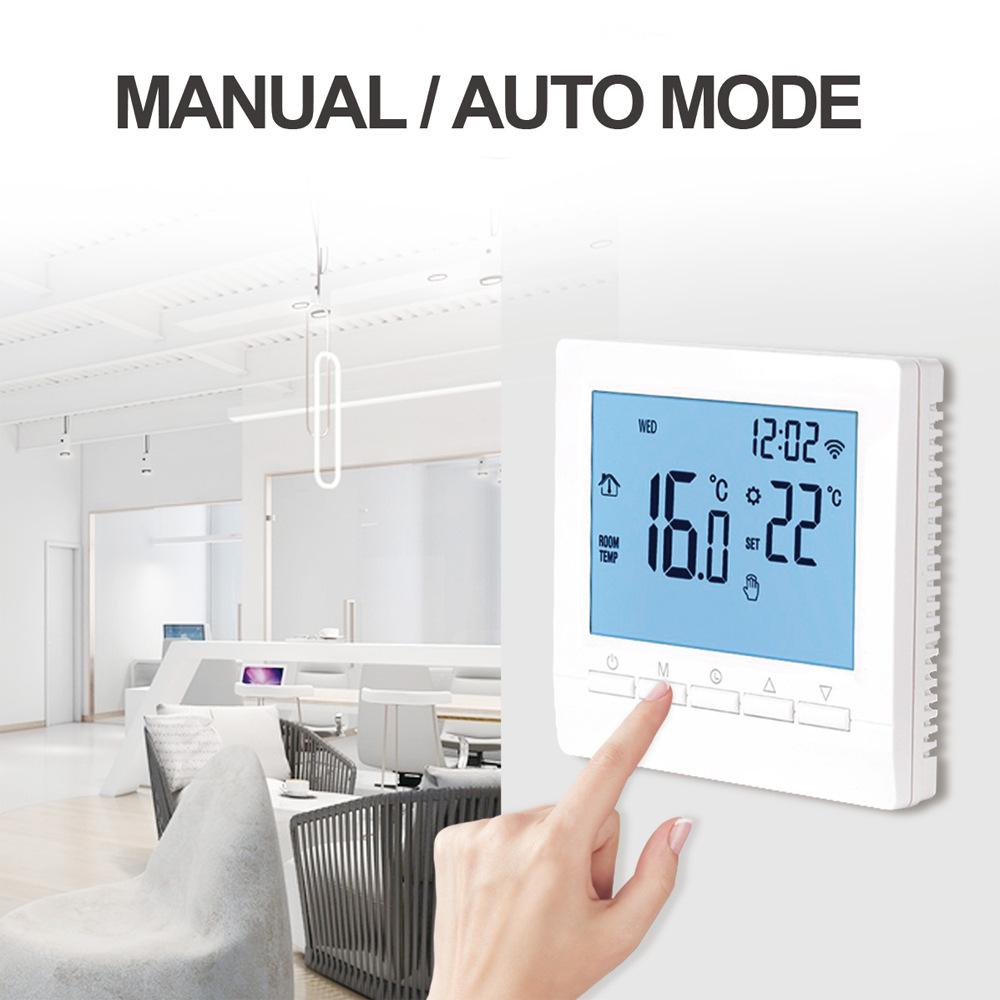 Smart WiFi Thermostat for Electric and Water Underfloor Heating, Wall-Mounted Boiler Controller
