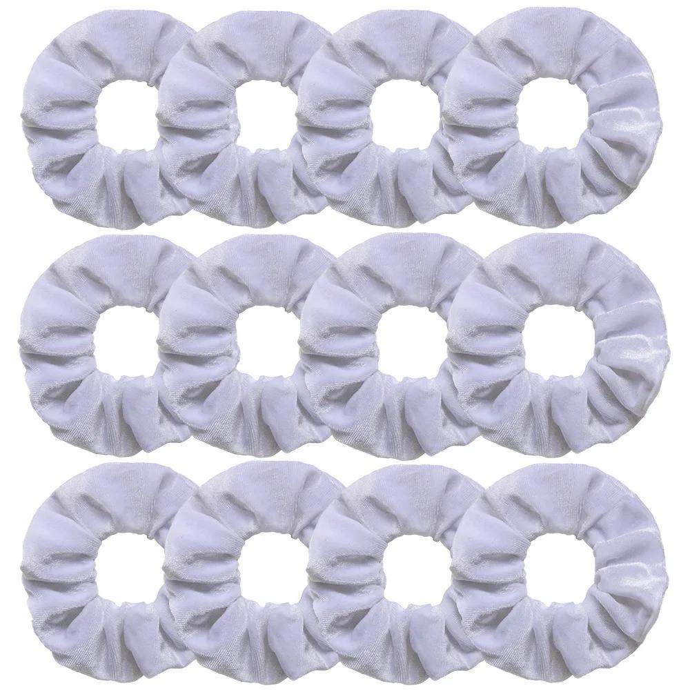12pcs Vintage Women Pink Velvet Scrunchies Baby Girls Headwear White Black Blue Green Elastic Hair Bands Kids Hair Accessories