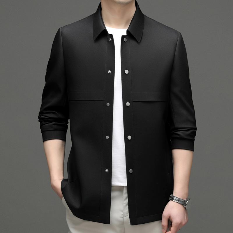 

Весна и осень Новая мужская ветровка средней длины, ветровка без утюга, модная красивая мужская молодежная куртка с лацканами 4XL