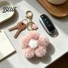 Lightweight Bag Charm Plush Flower Keychain for Backpack, Fuzzy Floral Keyring Decorative Pendant Charm, Women Girls Handbags Accessory Keys