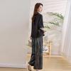 Slack light suit women's summer new personalized contrasting color shirt tie-dye wide-leg pants two-piece set