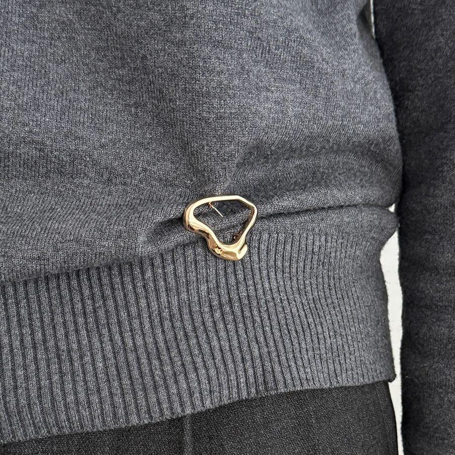 Ingemak Unique Irregular Hollow Geometry Brooches for Women Minimalism Gold Color Metal Shirt Collar Lapel Suit Pin Accessories