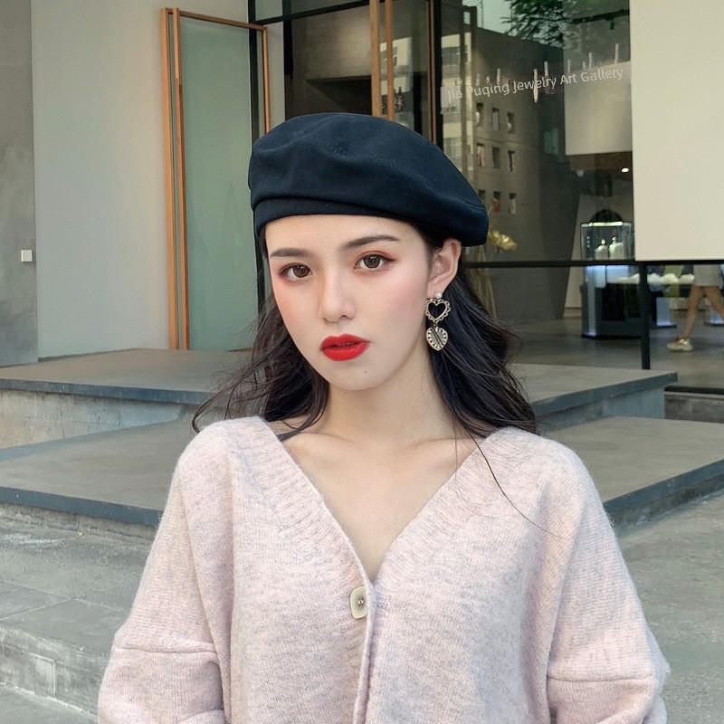 Chic Summer Black Beret For Women Lightweight Vintage Korean Fashion