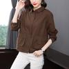 Women's Spring 2023 Plus Size Long Sleeve Loose Casual Cotton Shirt for Middle-Aged Moms