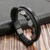 Nordic Viking Bracelets for Men Boys, Black Leather Bracelet Men, Birthday and Christmas Gifts for Dad, Father, Husband, BFF