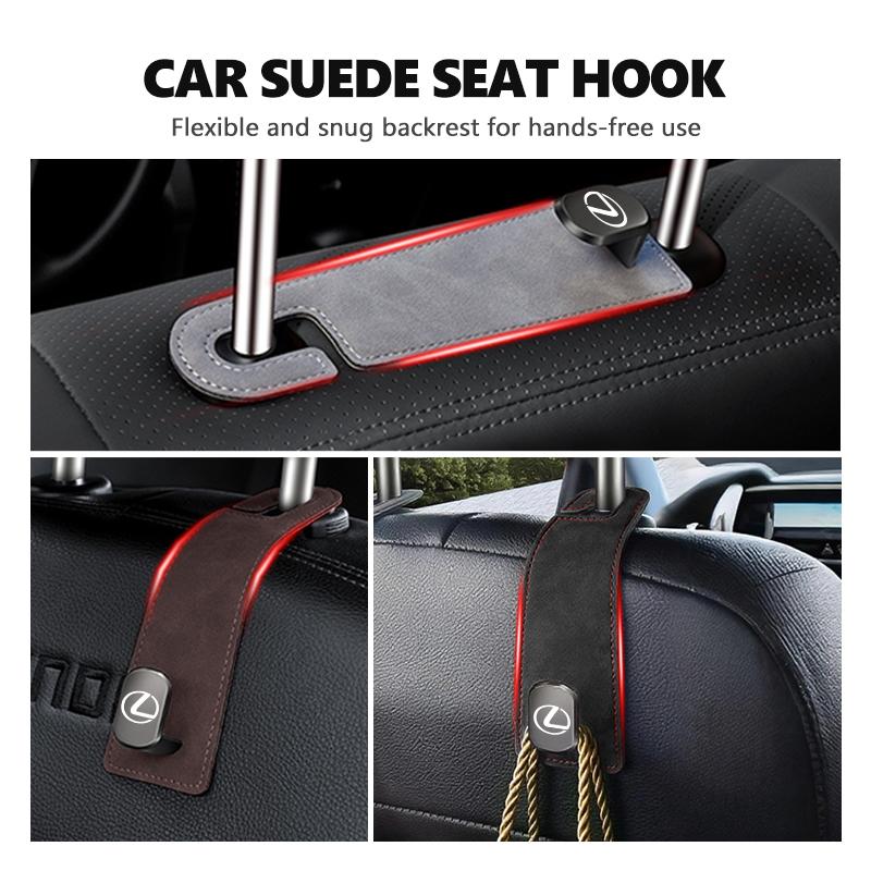 For Lexus Suede Multifunction Portable Car Seat Hook Storage Hanging Hanger RX350 IS250 IS200 GS300 LX570 RC350 UX250h ES350