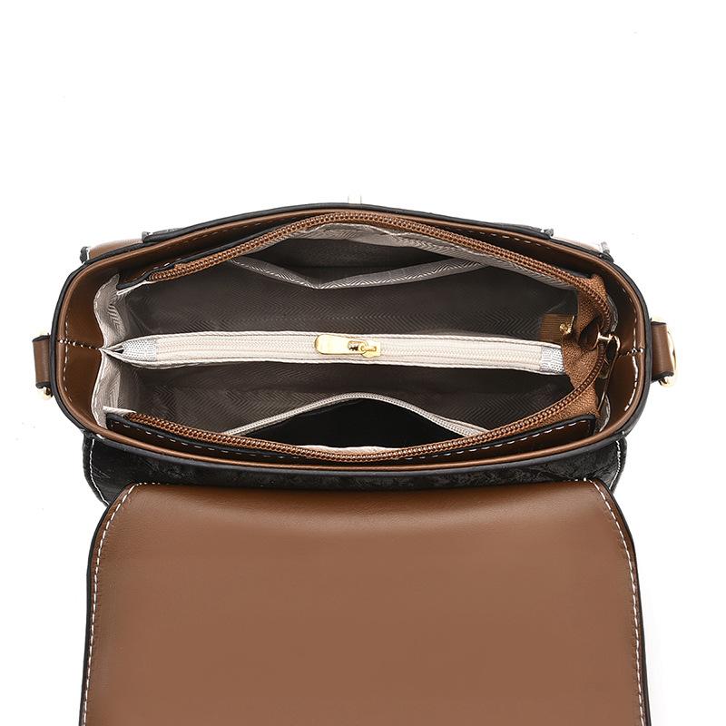 Chinese Style Bag Women's 2025 New Versatile Small Square Bag Contrasting Color Fashion Shoulder Messenger Bag Handbag Women's Bag Tide