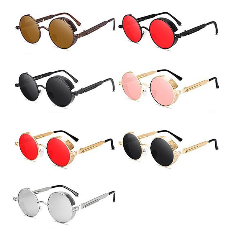 Gothic Steampunk Sunglasses Men Women Vintage Round Metal Frame Punk Style UV400 Sun Glasses Designer Brand