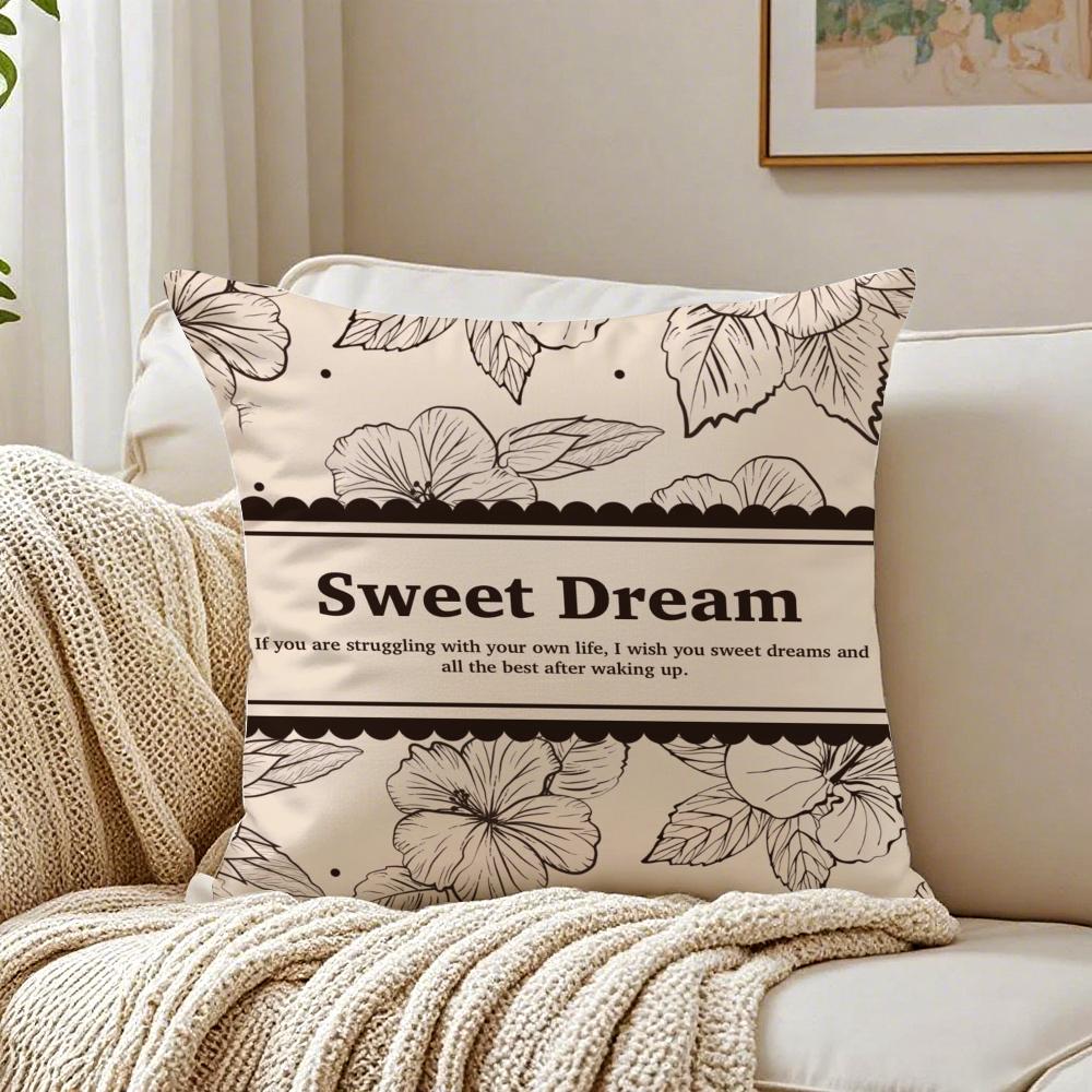 Beautiful Retro Flowers Cushion Cover Linen Pillowcase Soft for Sofa Bed Home Room Decor