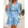 Women's Summer Vacation Casual Printed Lace-up Chiffon Dress