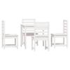 5 Piece White Outdoor Dining Set Solid Pine Wood