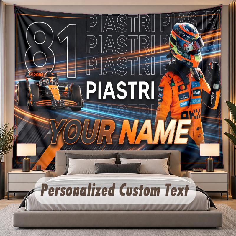 Vlastní textový gobelín Lando Norris Personalizovaný polyesterový nástěnný gobelín do ložnice a pokoje