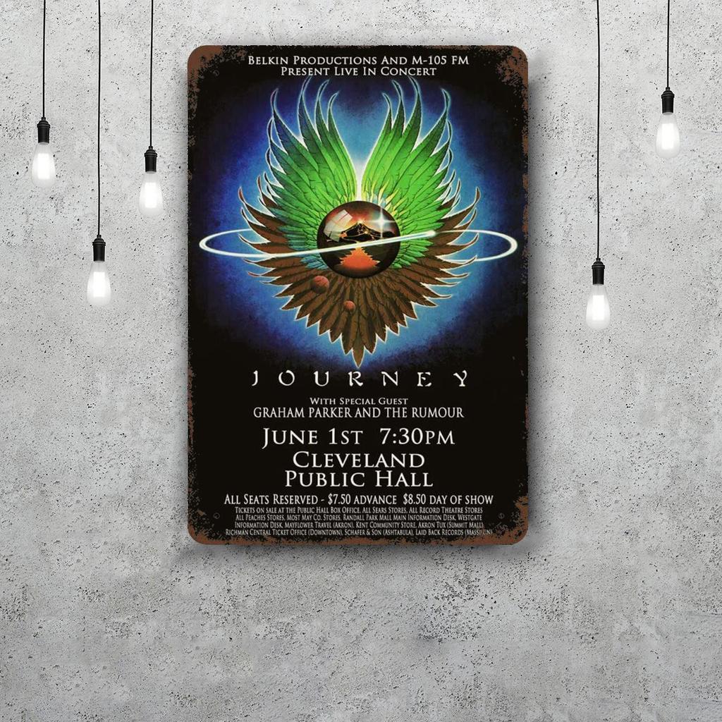 Segni in Latta Metallica Vintage Band Journey Poster Decorazione Placca Metallica Retro Decorazione Artistica da Parete per Garage Bar
