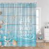 Summer Vacation Shower Curtain Beach Shell Wooden Plank Pattern Holiday Inspiring Words Bath Curtain Polyester Bathroom Decor